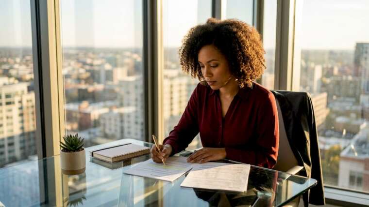 Event planner reviewing bartending insurance documents