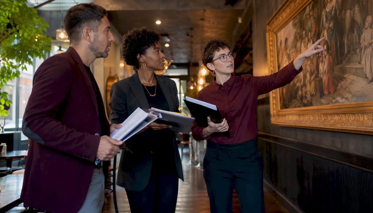 Event staff coordinating reception schedule