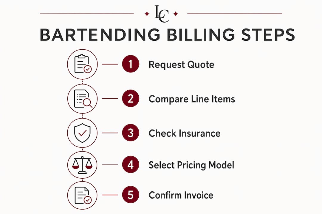 Infographic showing bartending billing steps