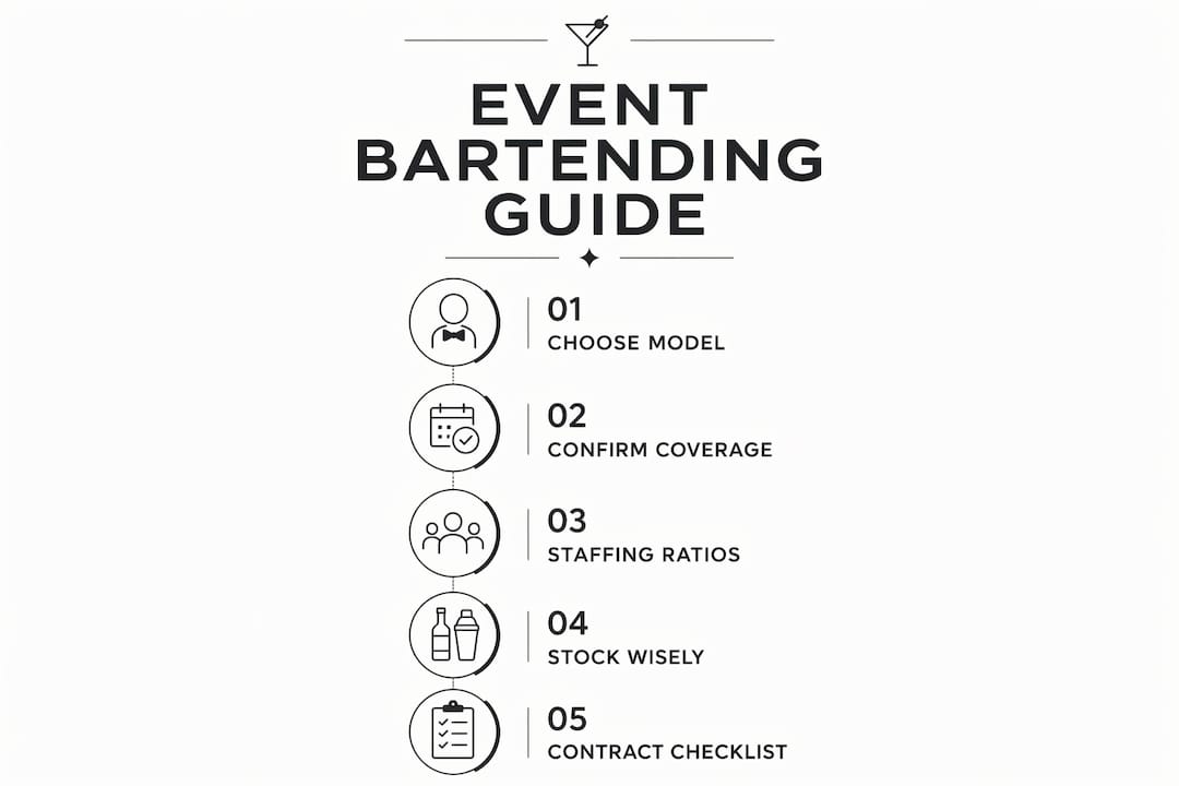 Infographic showing key steps in event bartending hiring guide