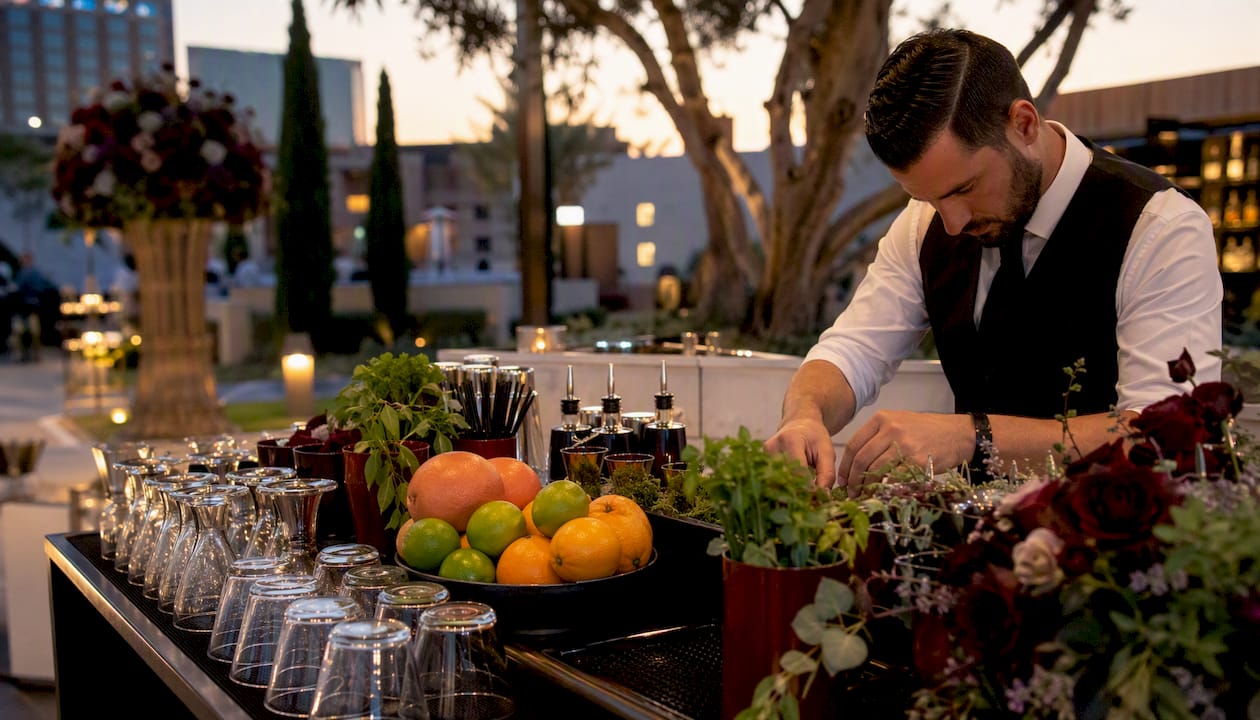 1785838140819_Mobile-bar-setup-with-garnishes-and-glassware Las Vegas Bar Packages
