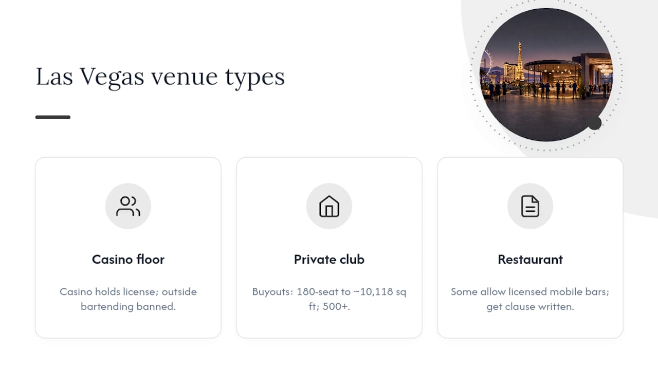 A planner's honest take on Las Vegas venue types — overview diagram
