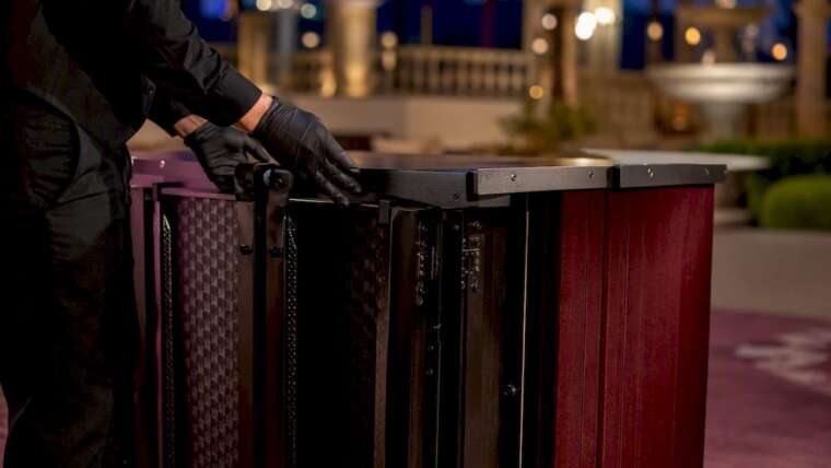 Compact mobile bar folded for transport