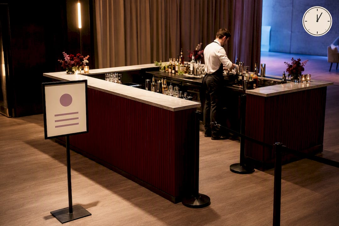 Event bar sign placement and service zones