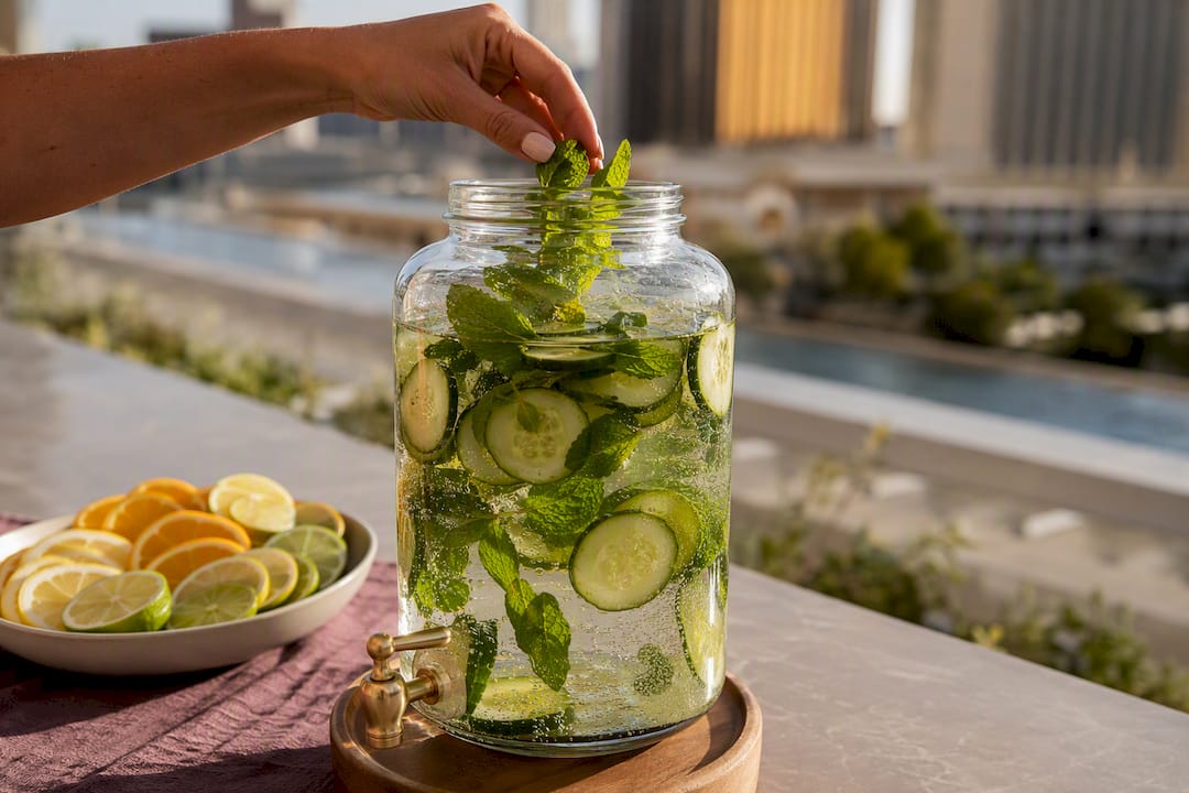 Cucumber mint infused water station