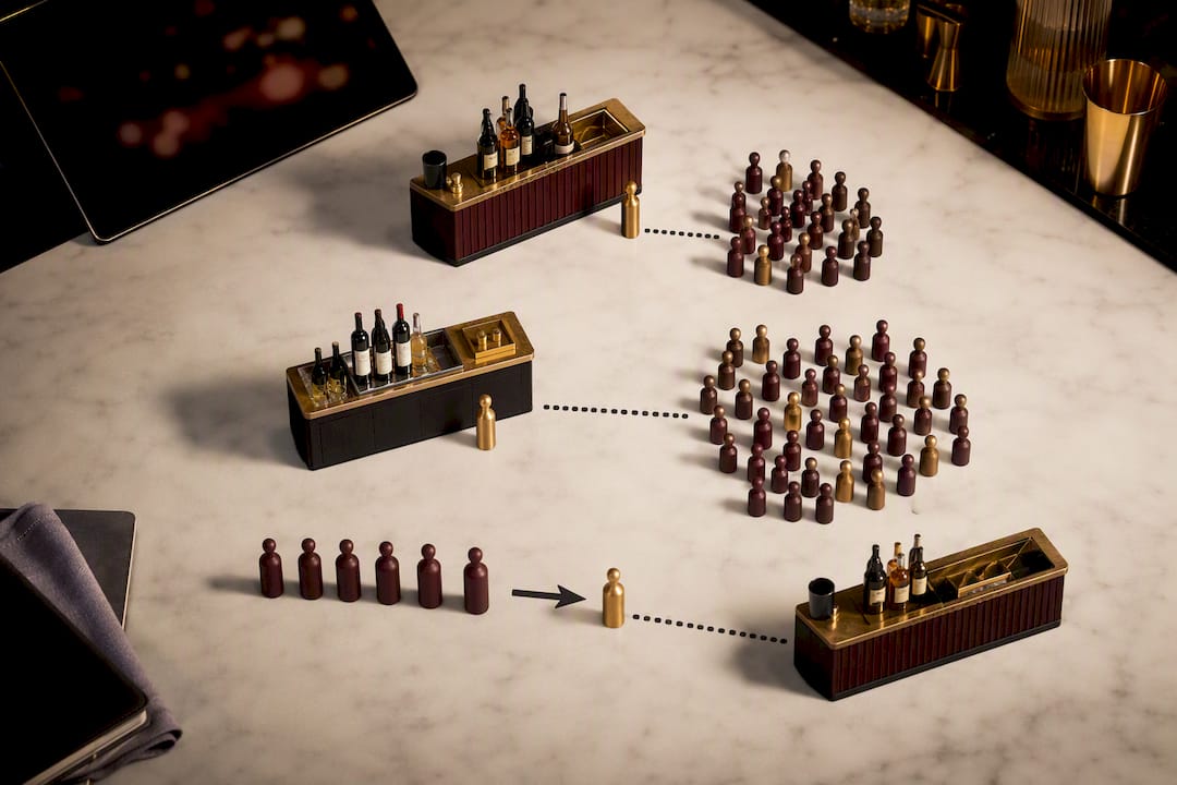 Illustration comparing bartender staffing ratios