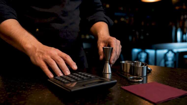 Bar budgeting tools on a dark counter