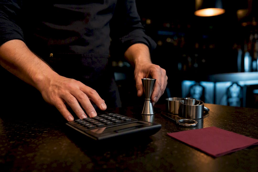 Bar budgeting tools on a dark counter
