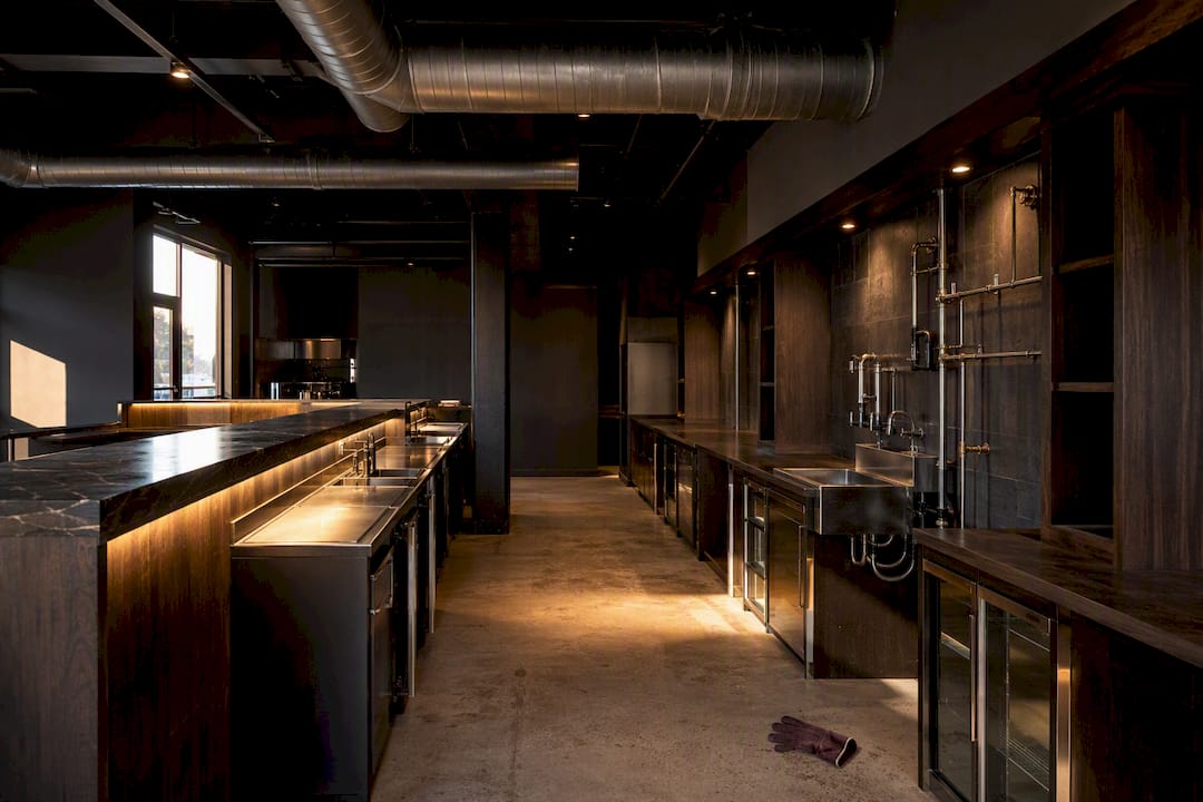 Existing utilities inside a commercial bar space