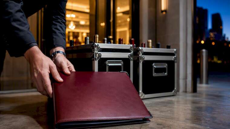 Permit folder beside anonymous liquor cases
