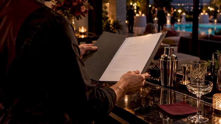 Bartender reviewing permit at private residence