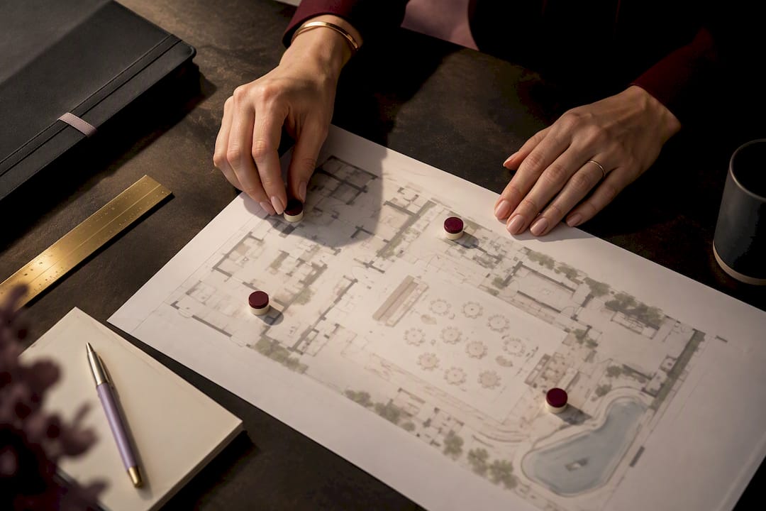 Planning alcohol service points on venue site plan