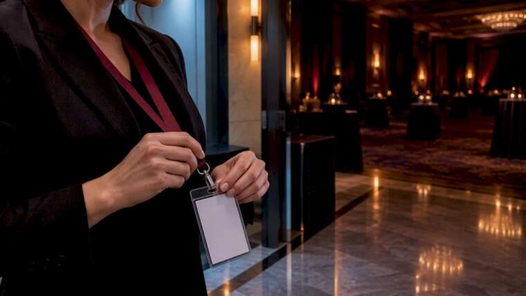 Coordinator preparing venue alcohol permit badge
