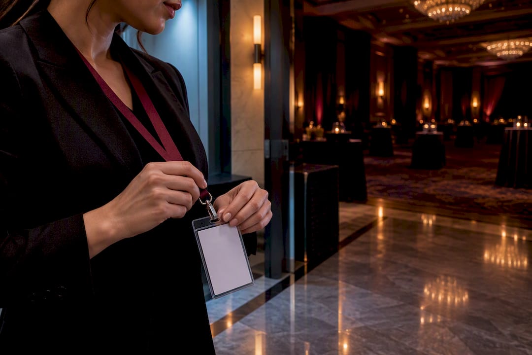 Coordinator preparing venue alcohol permit badge
