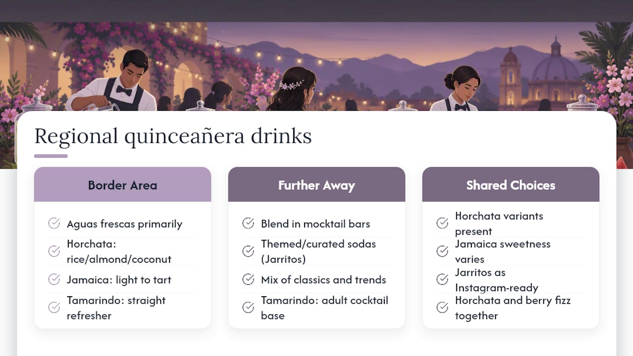 Popular regional drink variations associated with quinceañeras — overview diagram