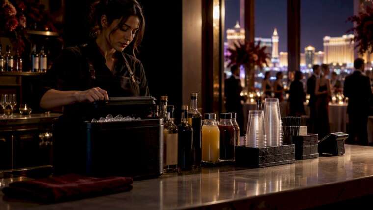 Organized emergency supplies for event bar