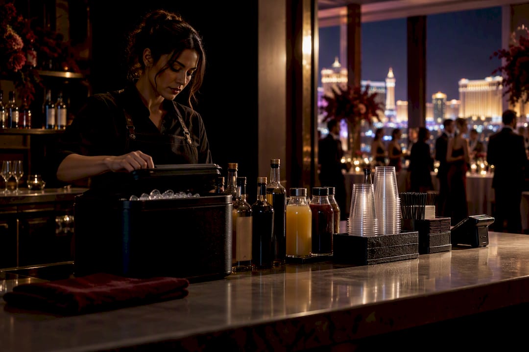 Organized emergency supplies for event bar