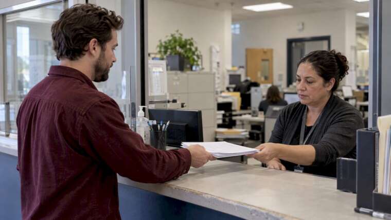 Permit application handed across licensing counter