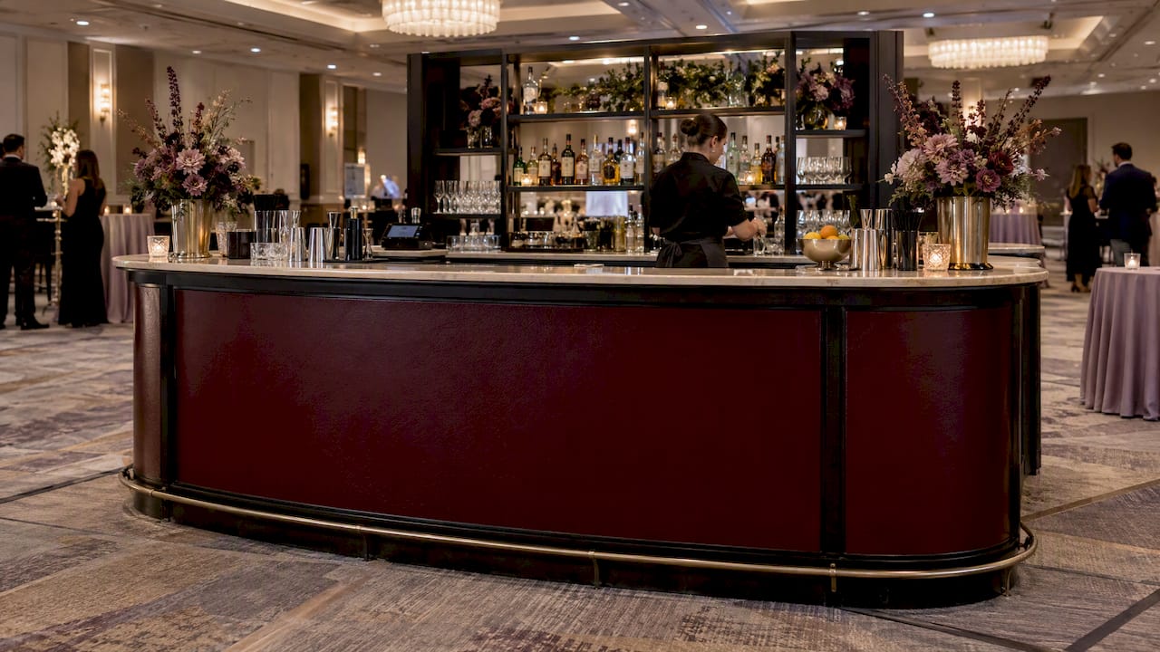 Branded mobile event bar in ballroom