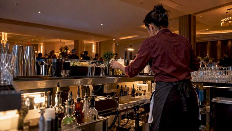 Mobile bar with practical lighting zones
